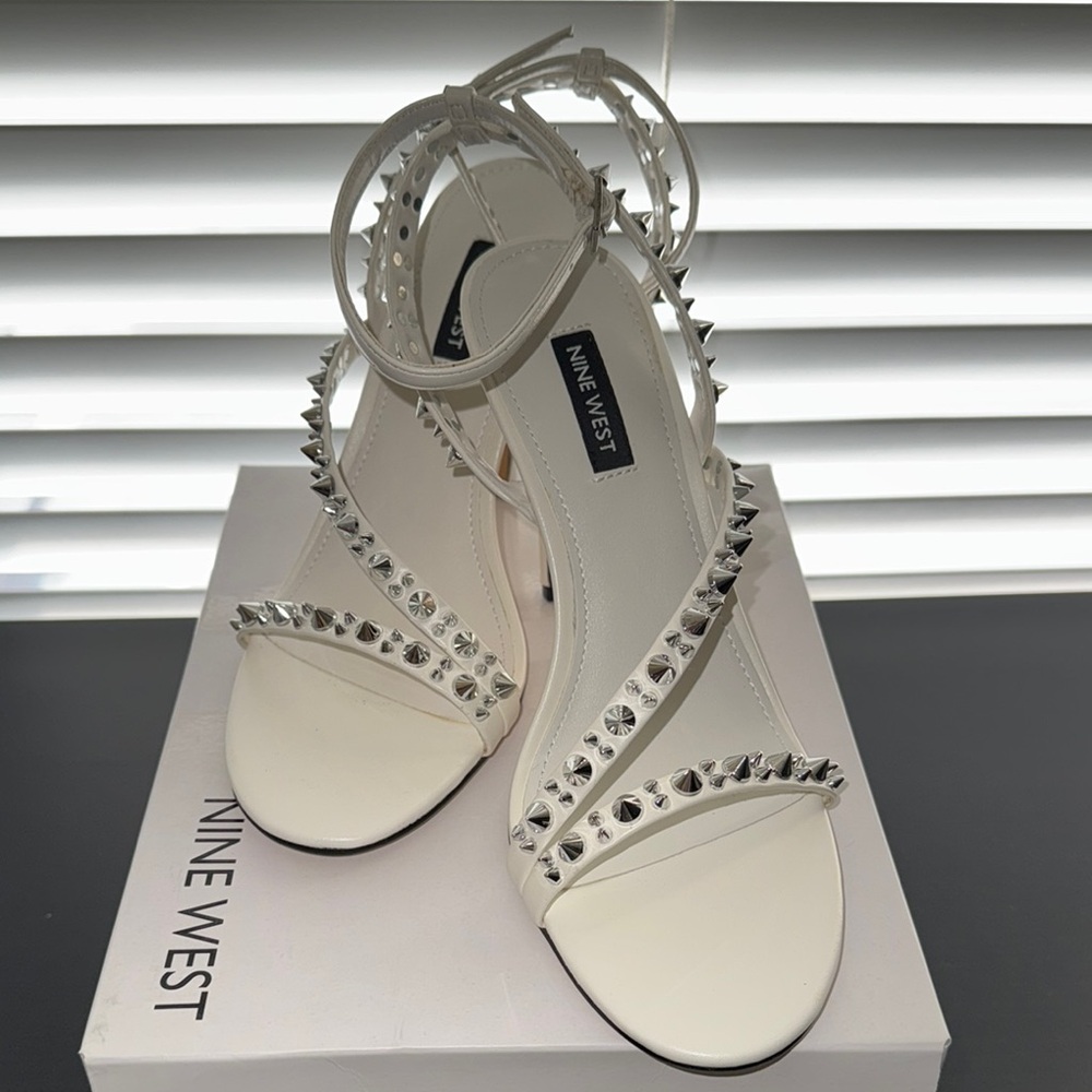 Nine West White Studded Heels
